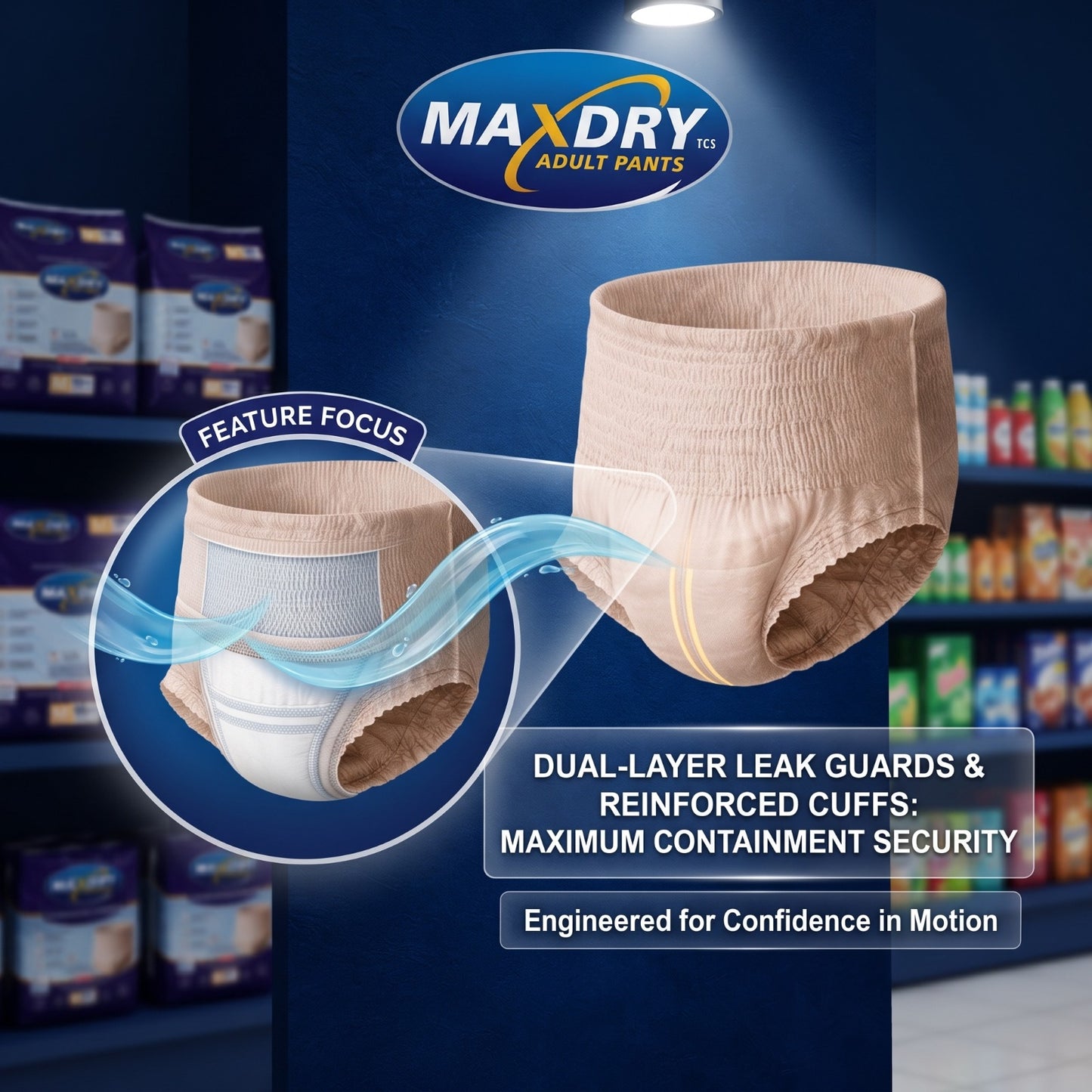 Max Dry - Adult Pants Ultra Absorbent Protection Upto 12 Hours